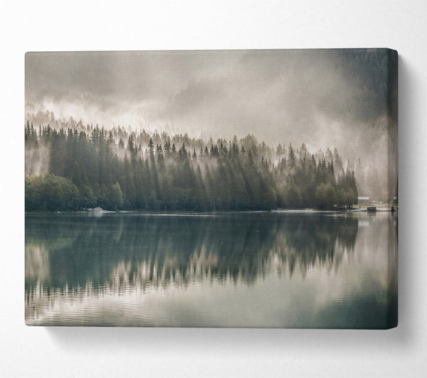  A Canvas Print of Emerald Foggy Reflections Canvas Wall Art