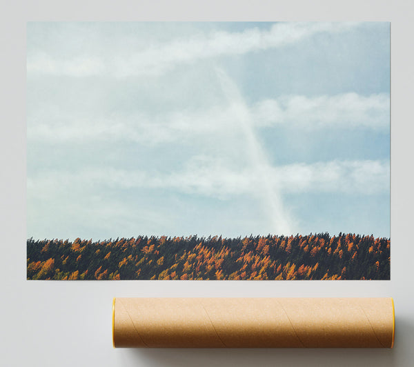 White Clouds & Orange Trees Print