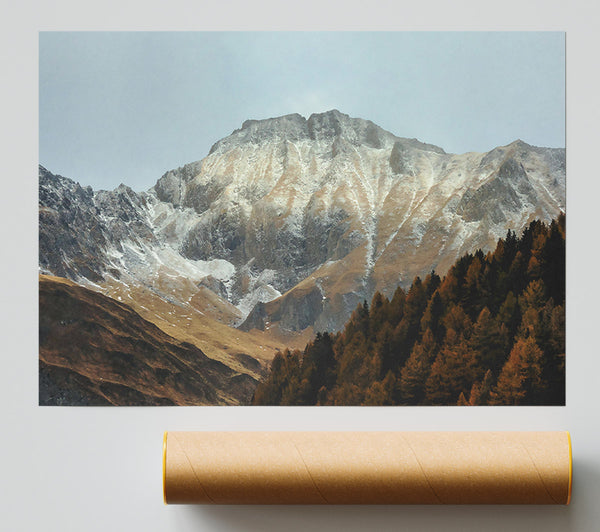 Golden Mountainside Snow Poster