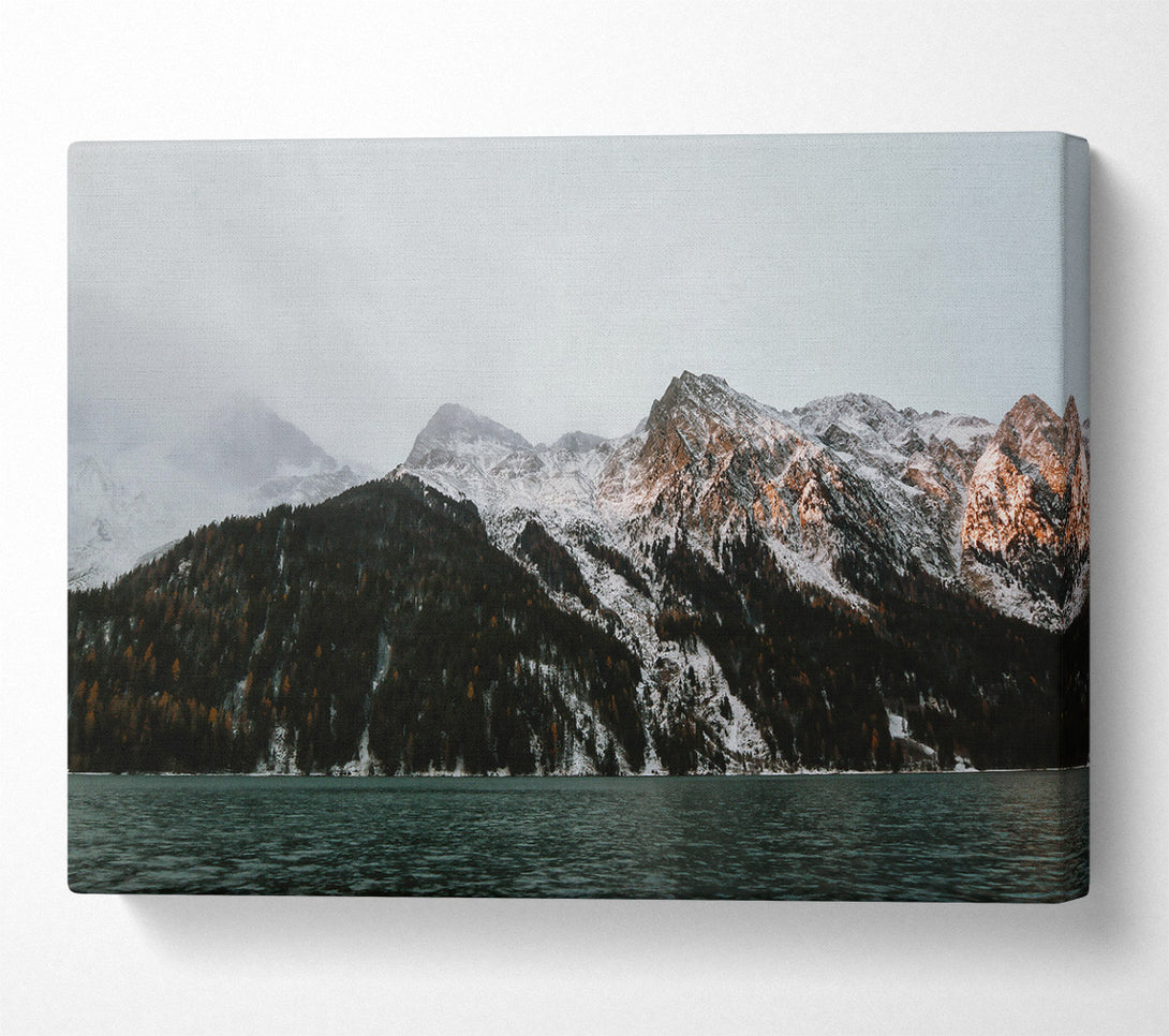  A Canvas Print of Teal Mountain Reflection Canvas Wall Art