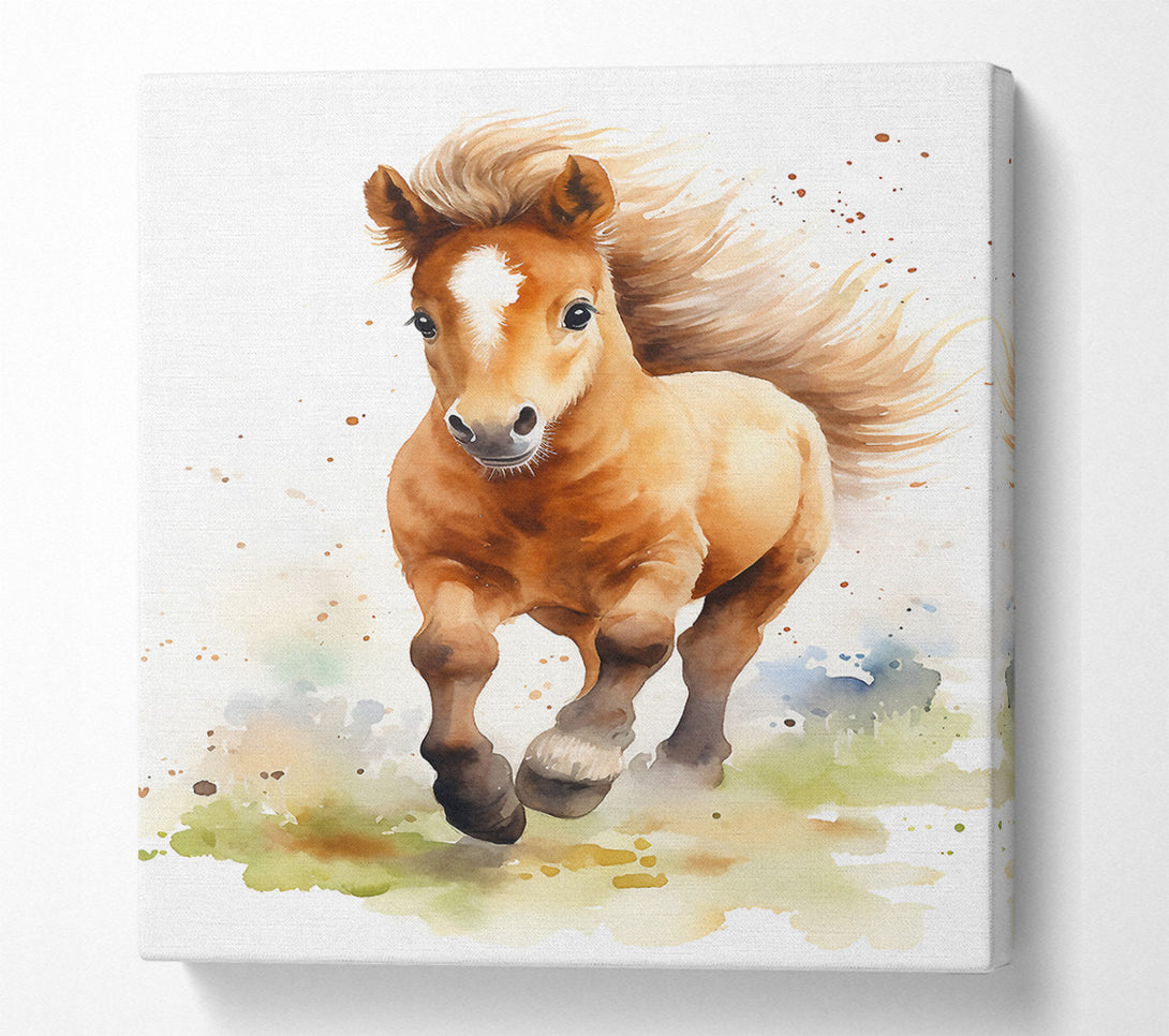  A Canvas Print of Pony Watercolour Canvas Wall Art