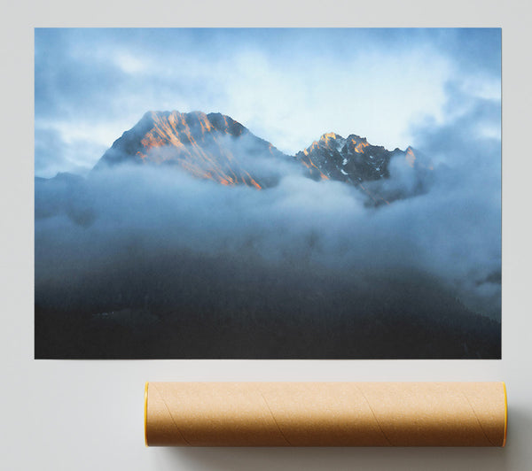 Golden Cloudscape Peaks Print
