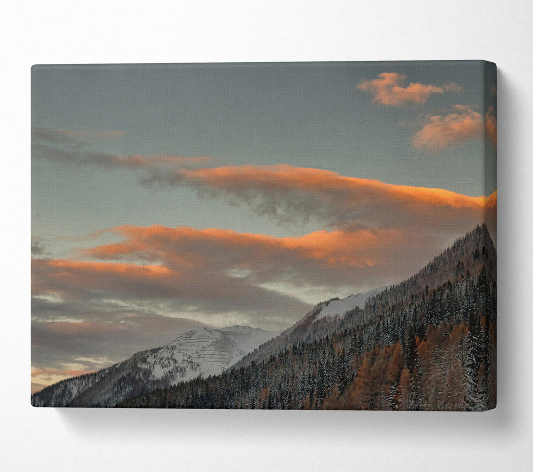  A Canvas Print of Orange Sky Mountains Canvas Wall Art