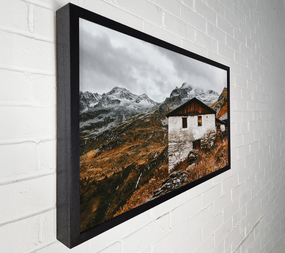  A Canvas Print of White Cabin In The Hills Canvas Art