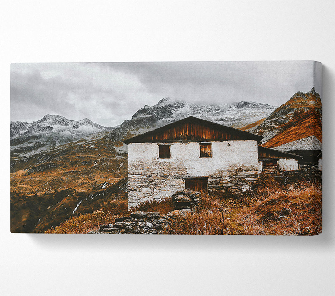  A Canvas Print of White Cabin In The Hills Canvas Art