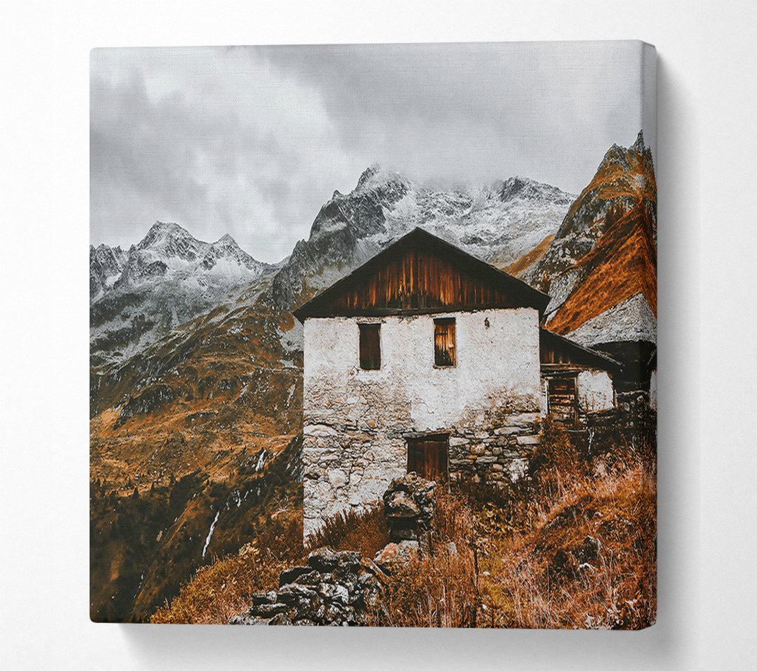  A Canvas Print of White Cabin In The Hills Canvas Art