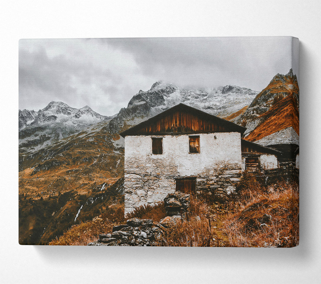  A Canvas Print of White Cabin In The Hills Canvas Art