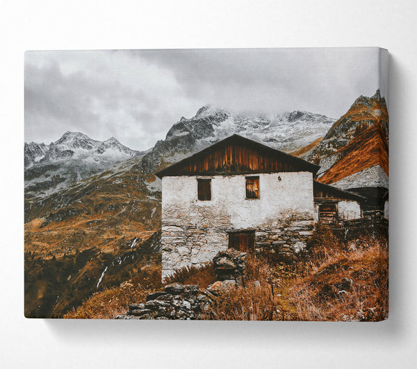  A Canvas Print of White Cabin In The Hills Canvas Art