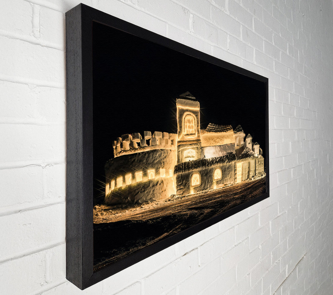  A Canvas Print of Golden Snow Village Canvas Wall Art