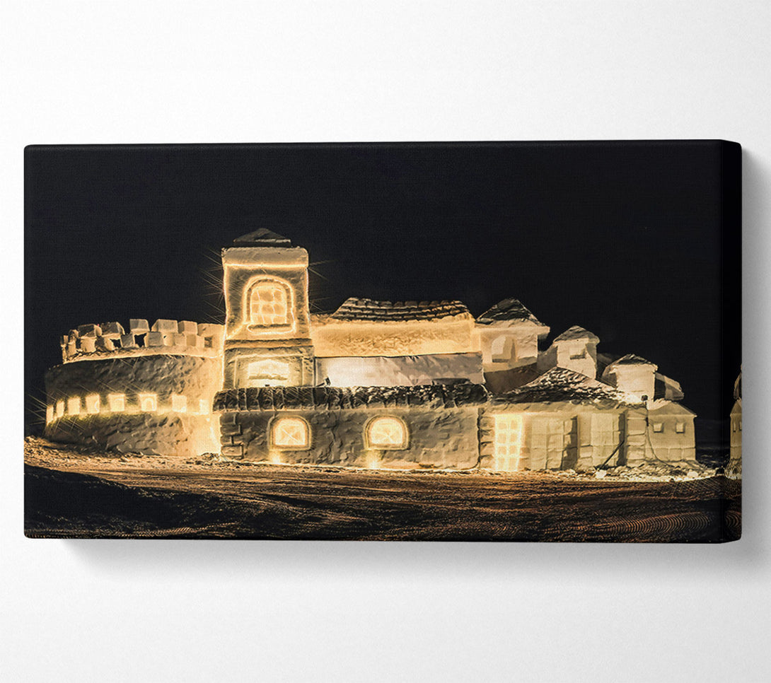  A Canvas Print of Golden Snow Village Canvas Wall Art