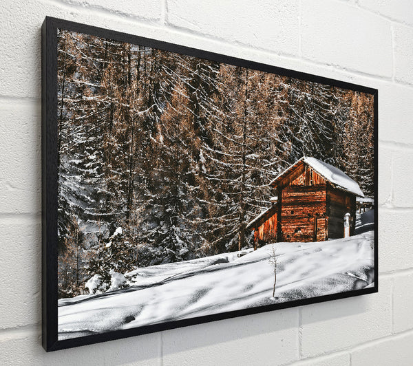 Brown Cabin In The Snow