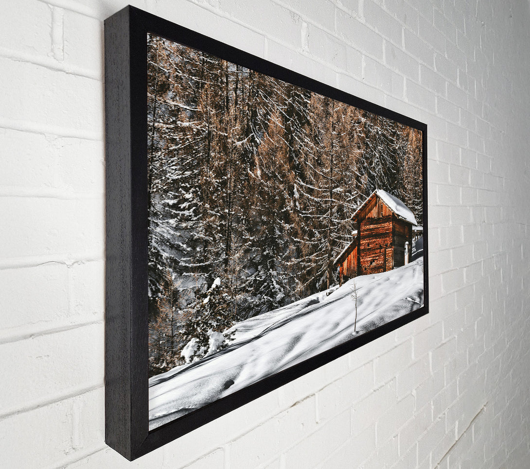  A Canvas Print of Brown Cabin In The Snow Canvas Print