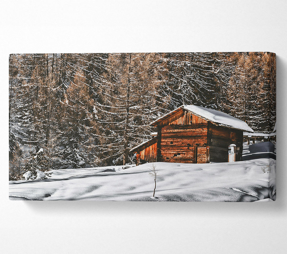  A Canvas Print of Brown Cabin In The Snow Canvas Print