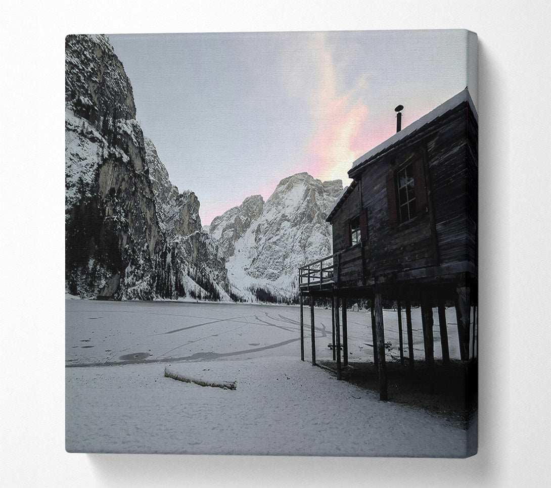  A Canvas Print of Pink Sky Cabin Canvas Wall Art