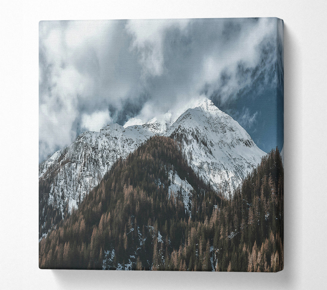  A Canvas Print of White Peaks Through Clouds Canvas Art