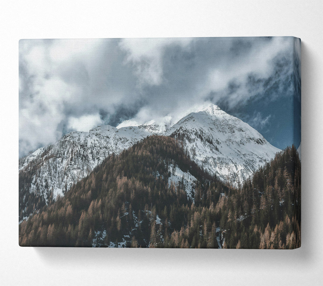  A Canvas Print of White Peaks Through Clouds Canvas Art