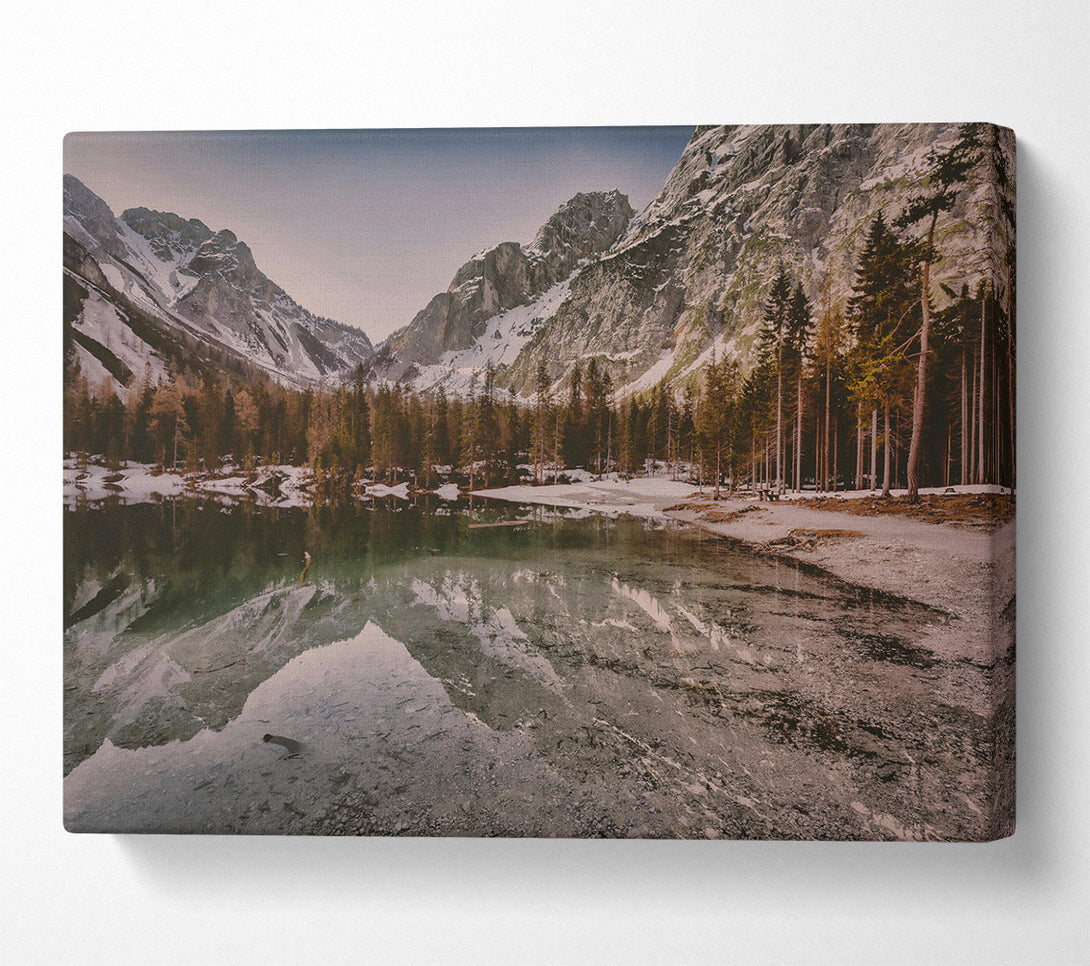  A Canvas Print of Teal Mountain Reflection Canvas Wall Art