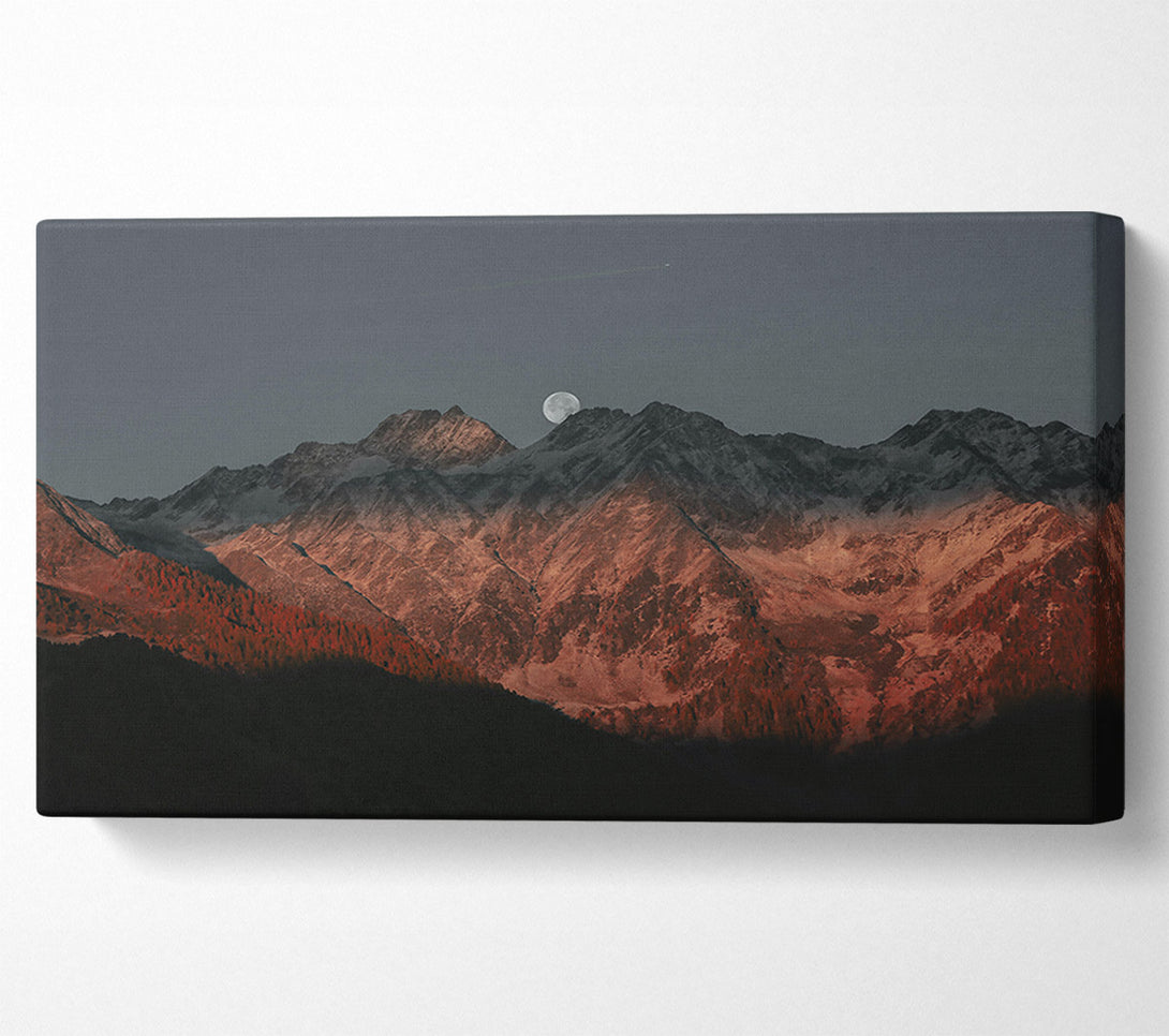  A Canvas Print of Crimson Mountain Moon Canvas Print