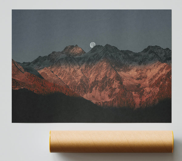Crimson Mountain Moon Print
