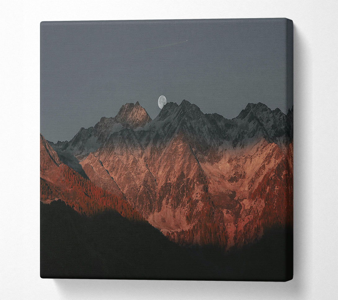  A Canvas Print of Crimson Mountain Moon Canvas Print