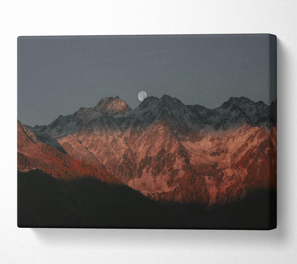  A Canvas Print of Crimson Mountain Moon Canvas Print