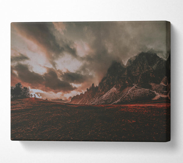  A Canvas Print of Crimson Mountain Mist Canvas Print