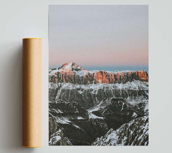 Pink-Kissed Mountain Peaks Poster
