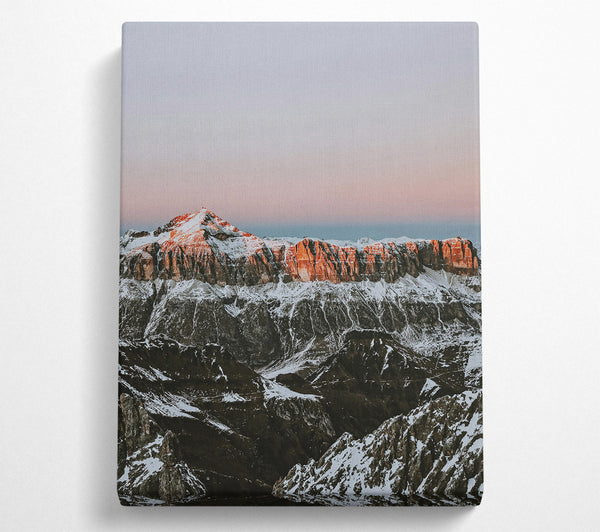  A Canvas Print of Pink-Kissed Mountain Peaks Canvas Print