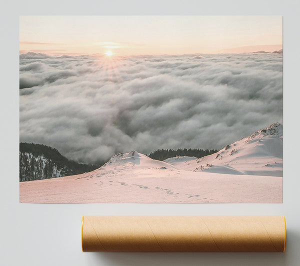 Pink Sky Above Clouds Print