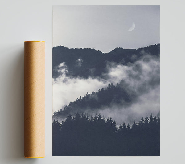 Silhouettes In Grey Fog Print