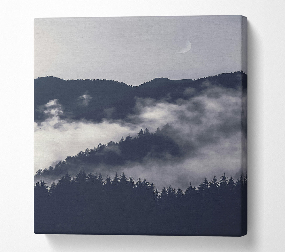  A Canvas Print of Silhouettes In Grey Fog Canvas Wall Art