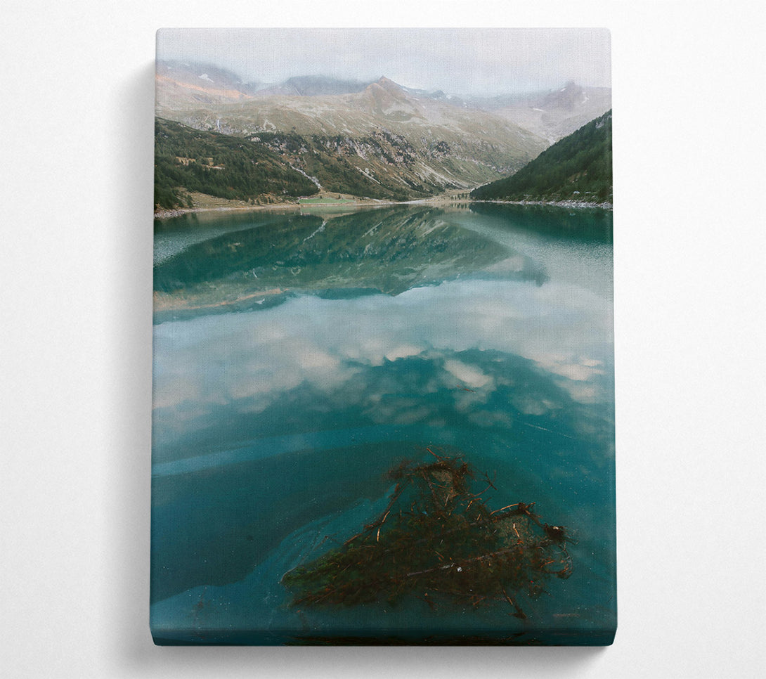  A Canvas Print of Teal Mountain Reflection Canvas Wall Art