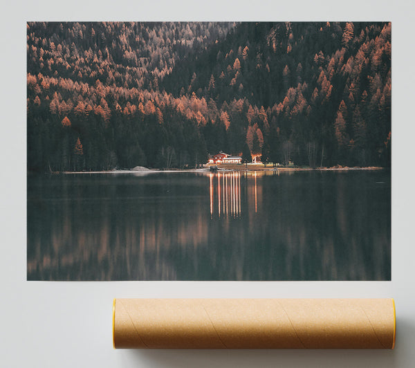 Orange Light Reflection Poster