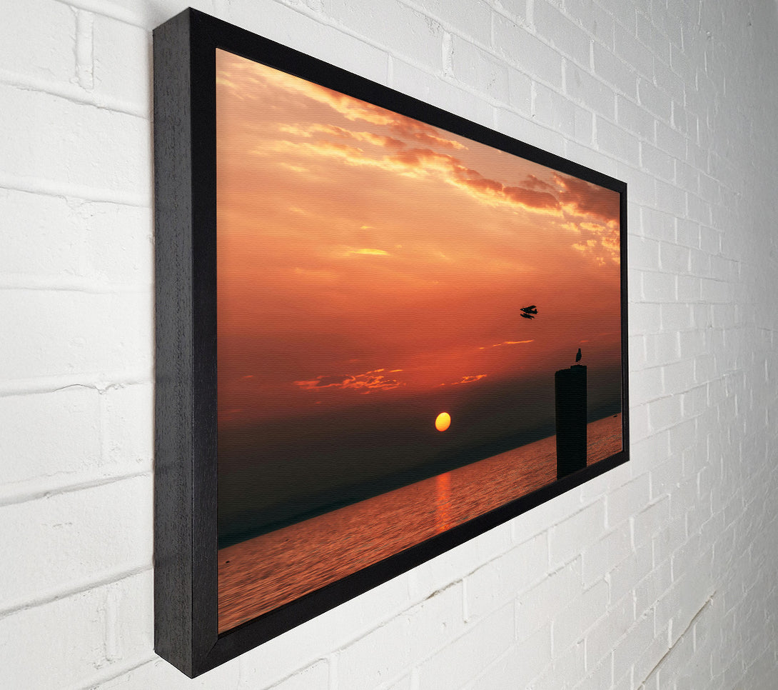 A Canvas Print of Orange Sunset Flight Canvas Wall Art
