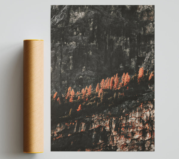 Crimson Cliffside Hues Giclee Print