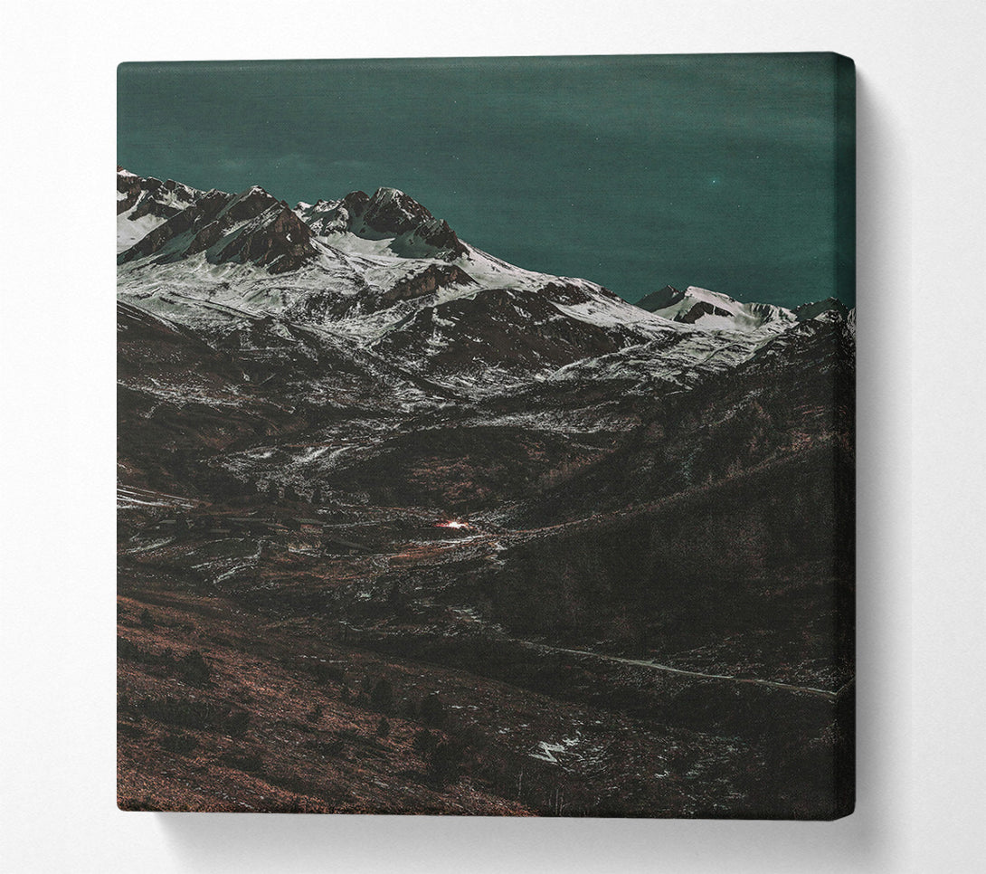  A Canvas Print of Midnight Teal Mountain Canvas Art