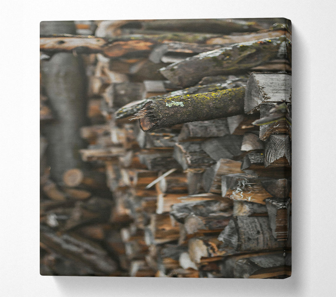  A Canvas Print of Brown Wood Stack Canvas Art