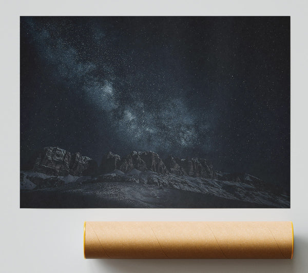Silver Milky Way Peaks Giclee Print