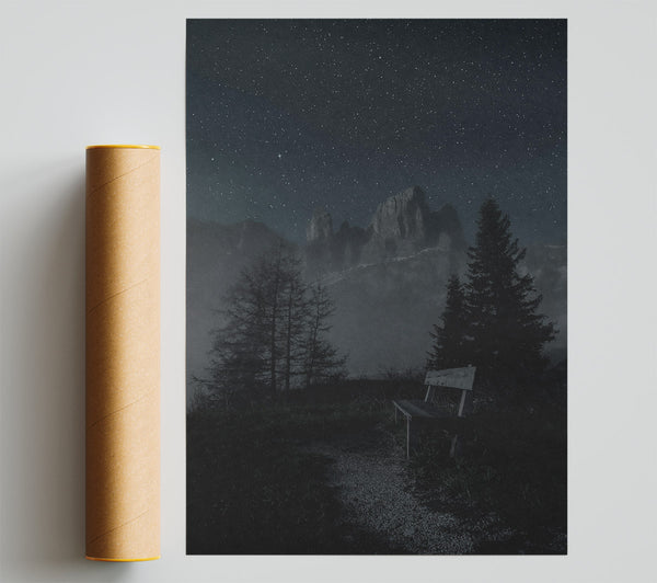 Midnight Grey Mountain View Giclee Print