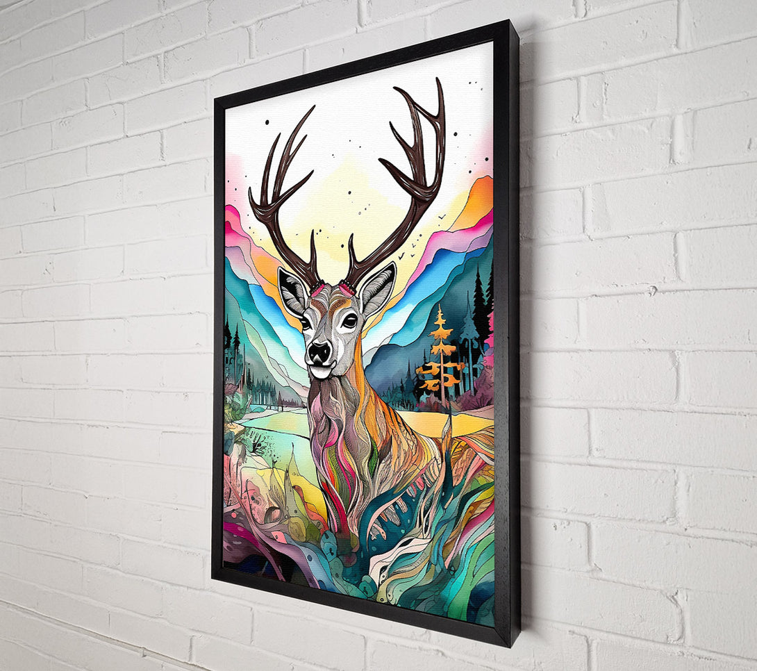 A Canvas Print of Psychedellic Reindeer Canvas Art