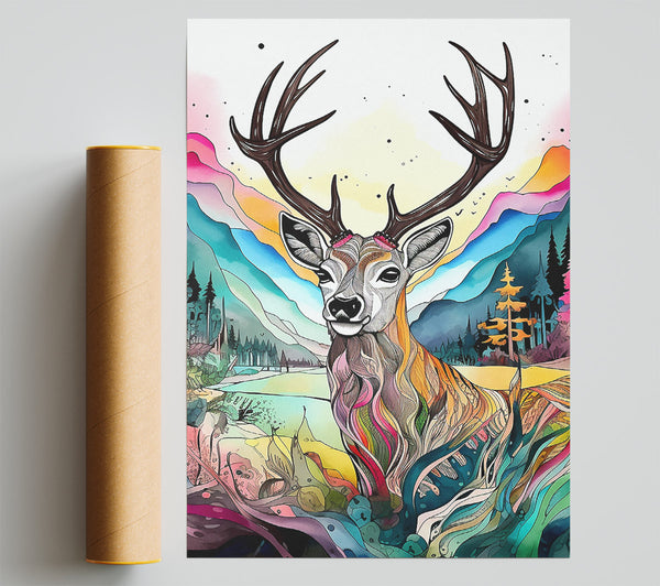 Psychedellic Reindeer Print