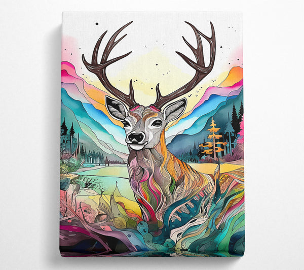  A Canvas Print of Psychedellic Reindeer Canvas Art