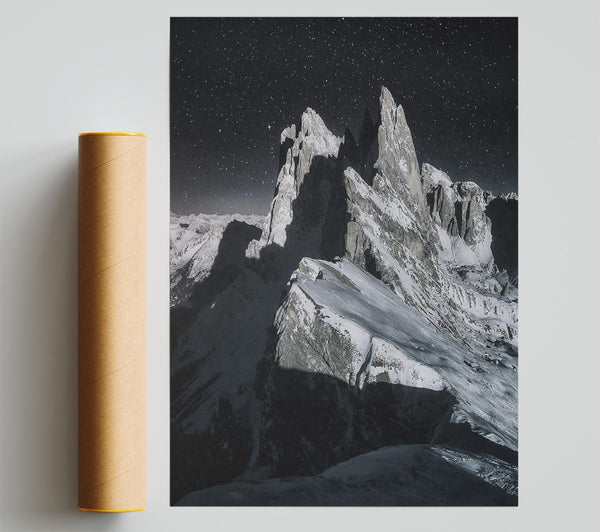 Black Sky Mountain Peaks Poster