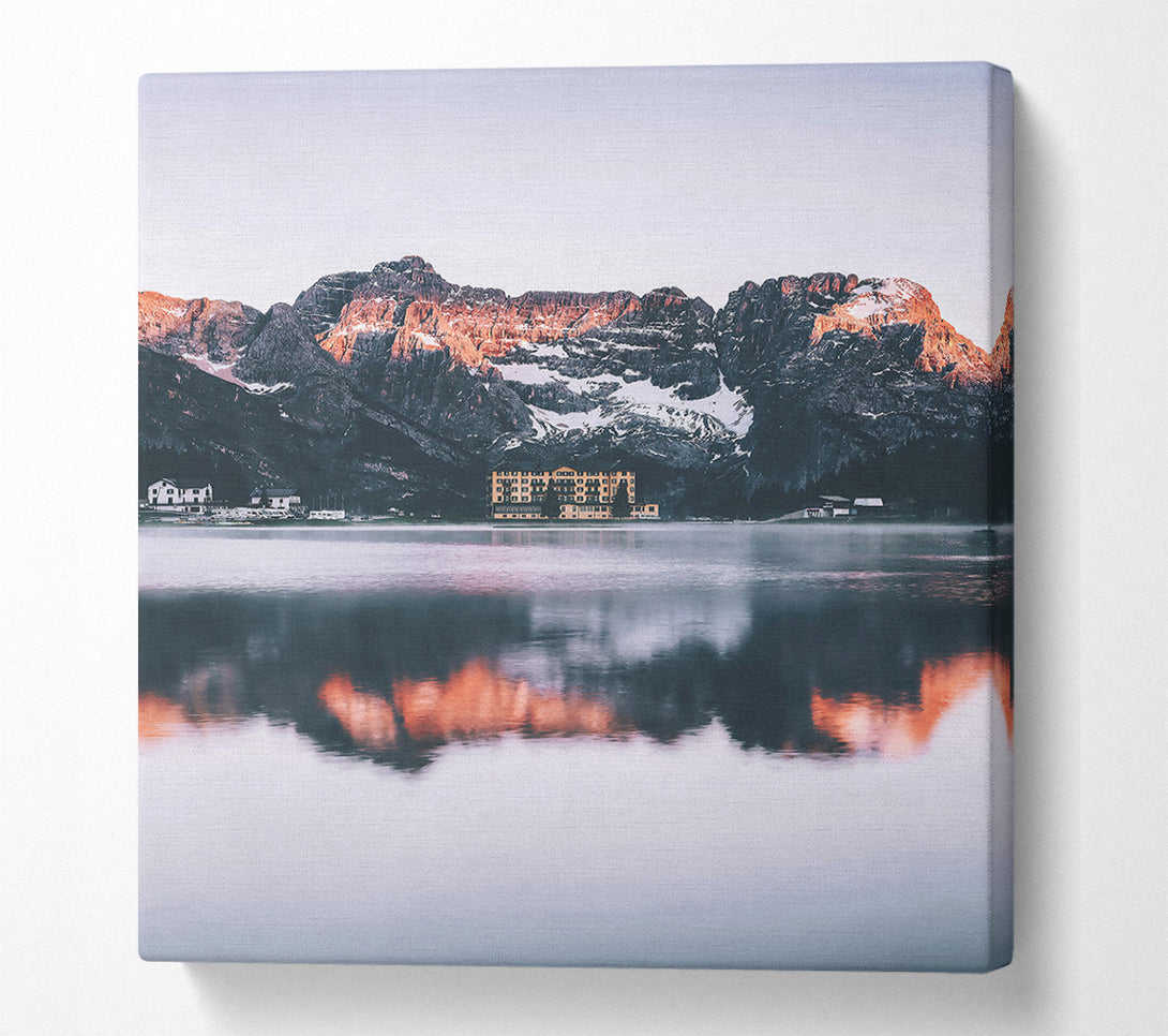  A Canvas Print of Orange Mountain Reflections Canvas Wall Art