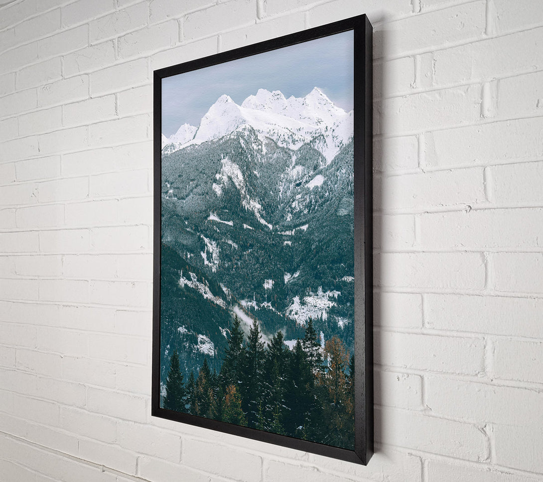  A Canvas Print of White Peaks Over Forest Green Canvas Wall Art