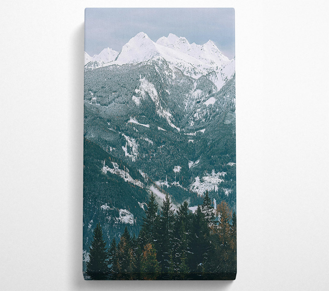  A Canvas Print of White Peaks Over Forest Green Canvas Wall Art