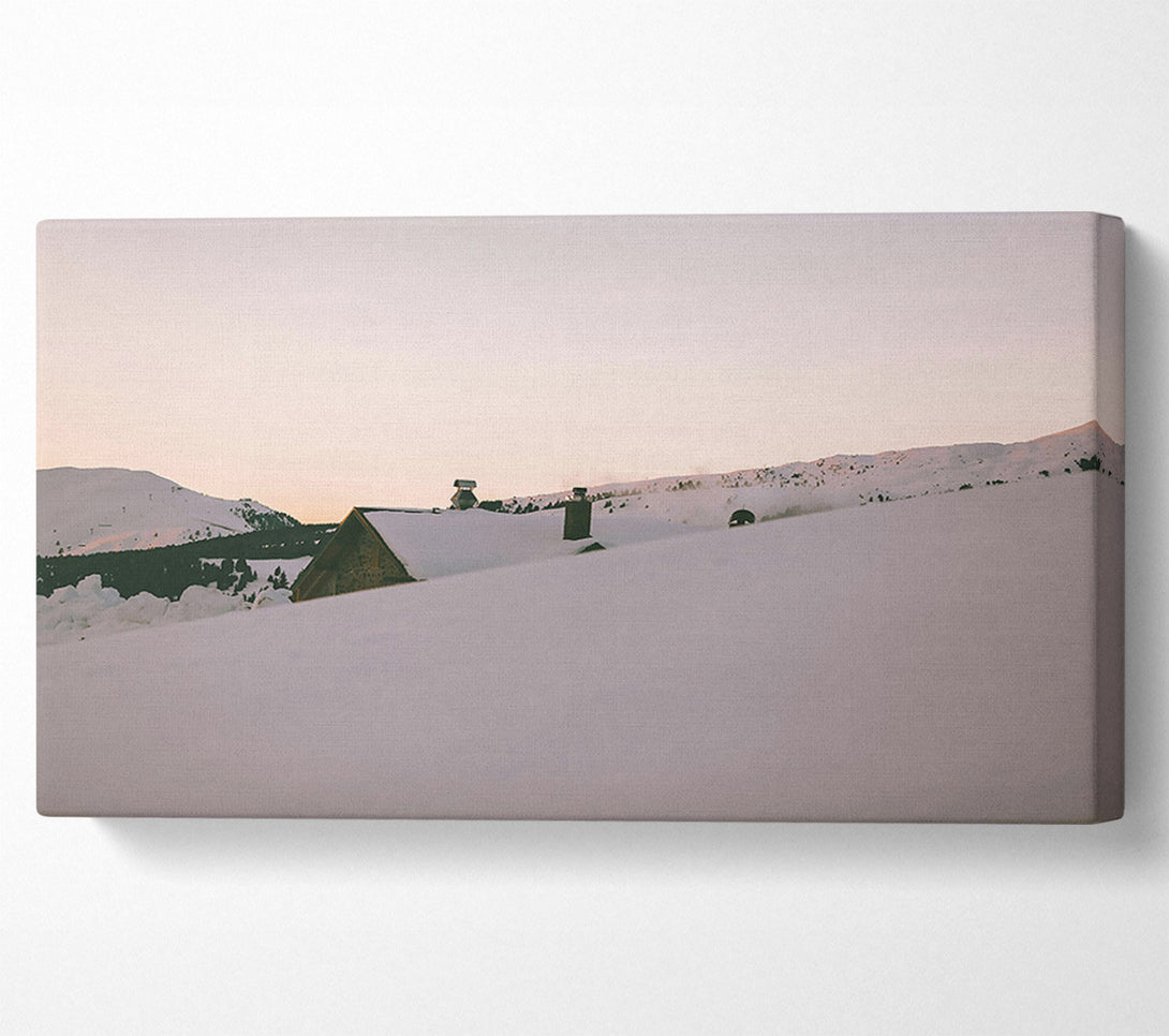  A Canvas Print of Pink Winter Cabin Canvas Art