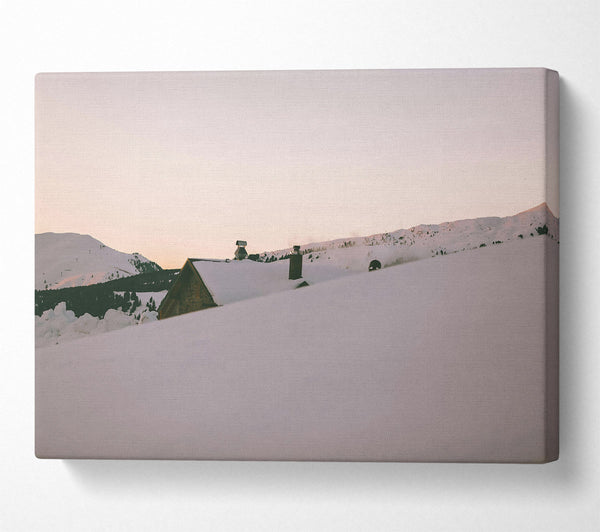  A Canvas Print of Pink Winter Cabin Canvas Art