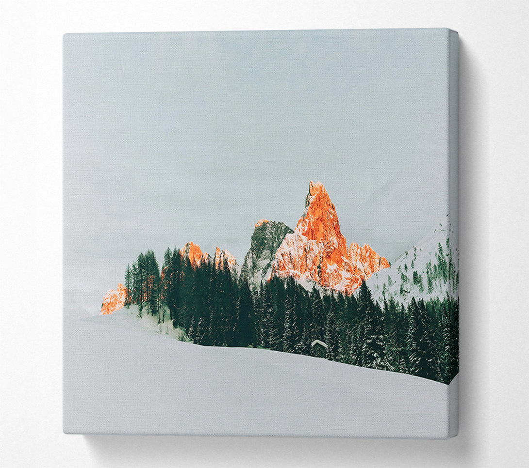  A Canvas Print of Orange Peak In The Snow Canvas Wall Art