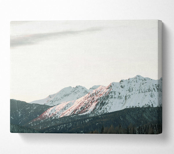  A Canvas Print of Pink-Kissed Snow Peaks Canvas Wall Art